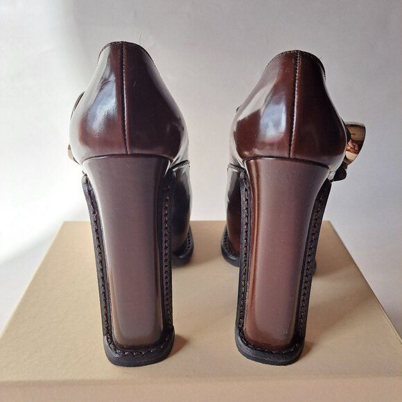 Louis Vuitton Runway Brown Leather Mary Jane Platform Pumps Size 37 / US 7 - Picture 8 of 16